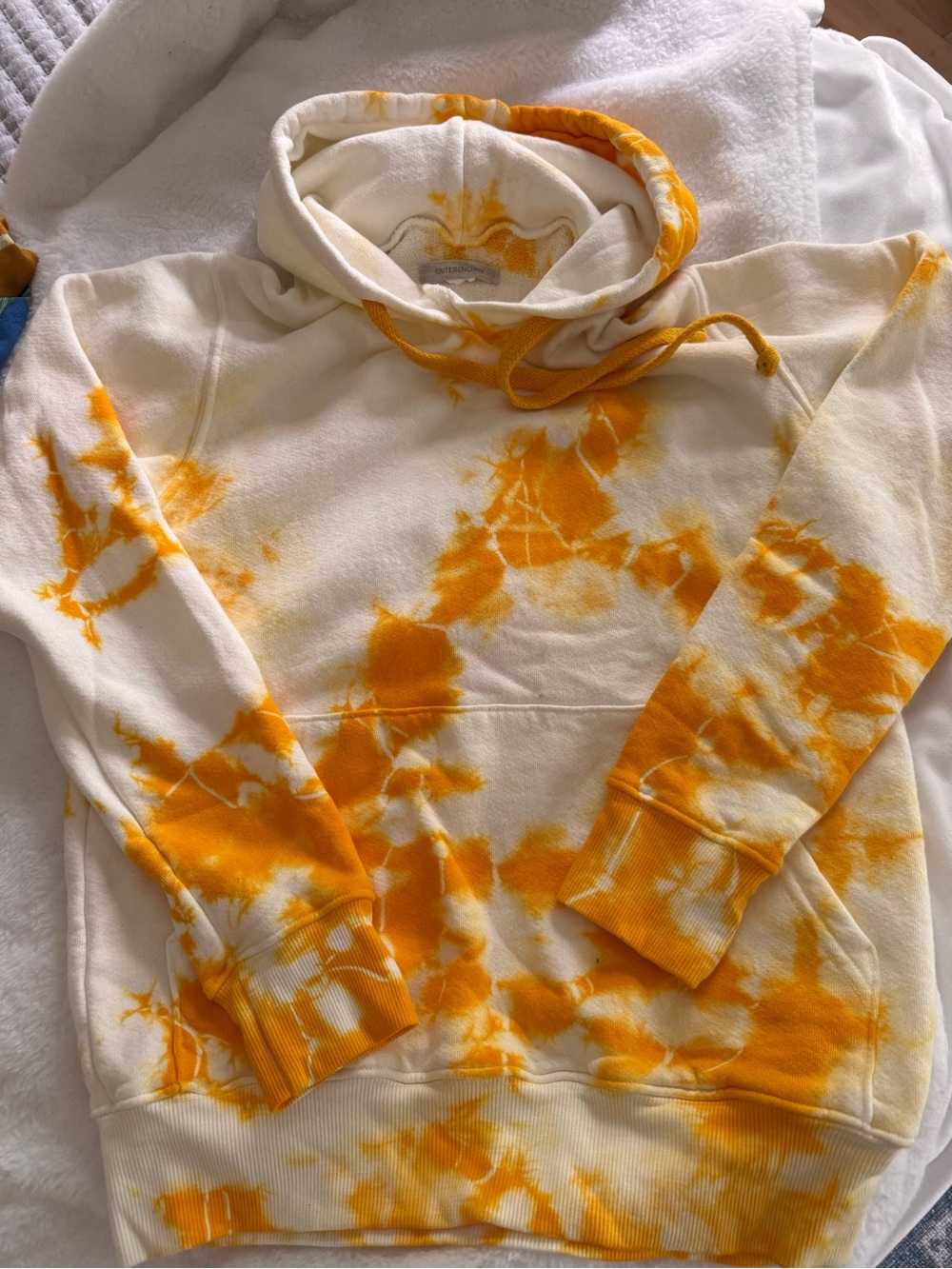 Tie-Dye Yellow & Cream Hoodie Sweatshirt - Outerknown XS